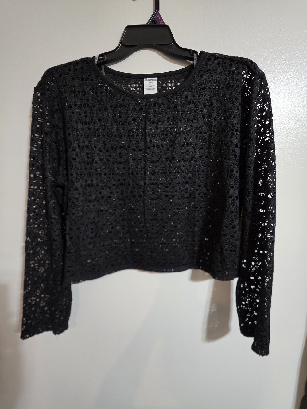 No Boundaries Black Crochet Lace Long-Sleeve Top